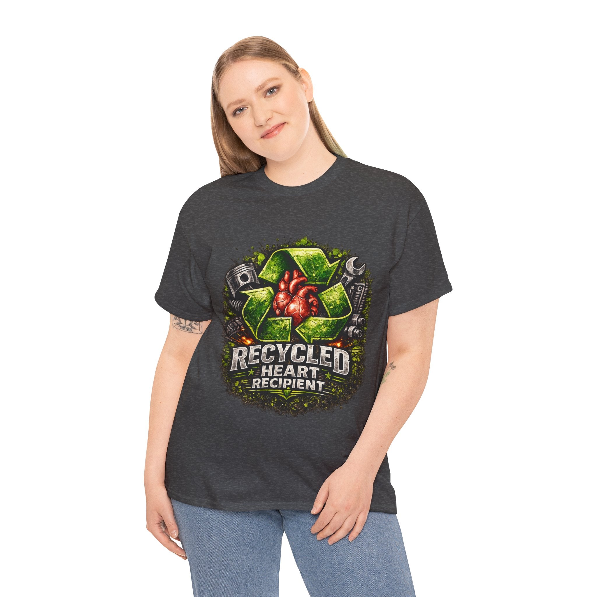 Recycled Heart Recipient T‑Shirt — Eco Gothic Organ Donor Awareness Tee