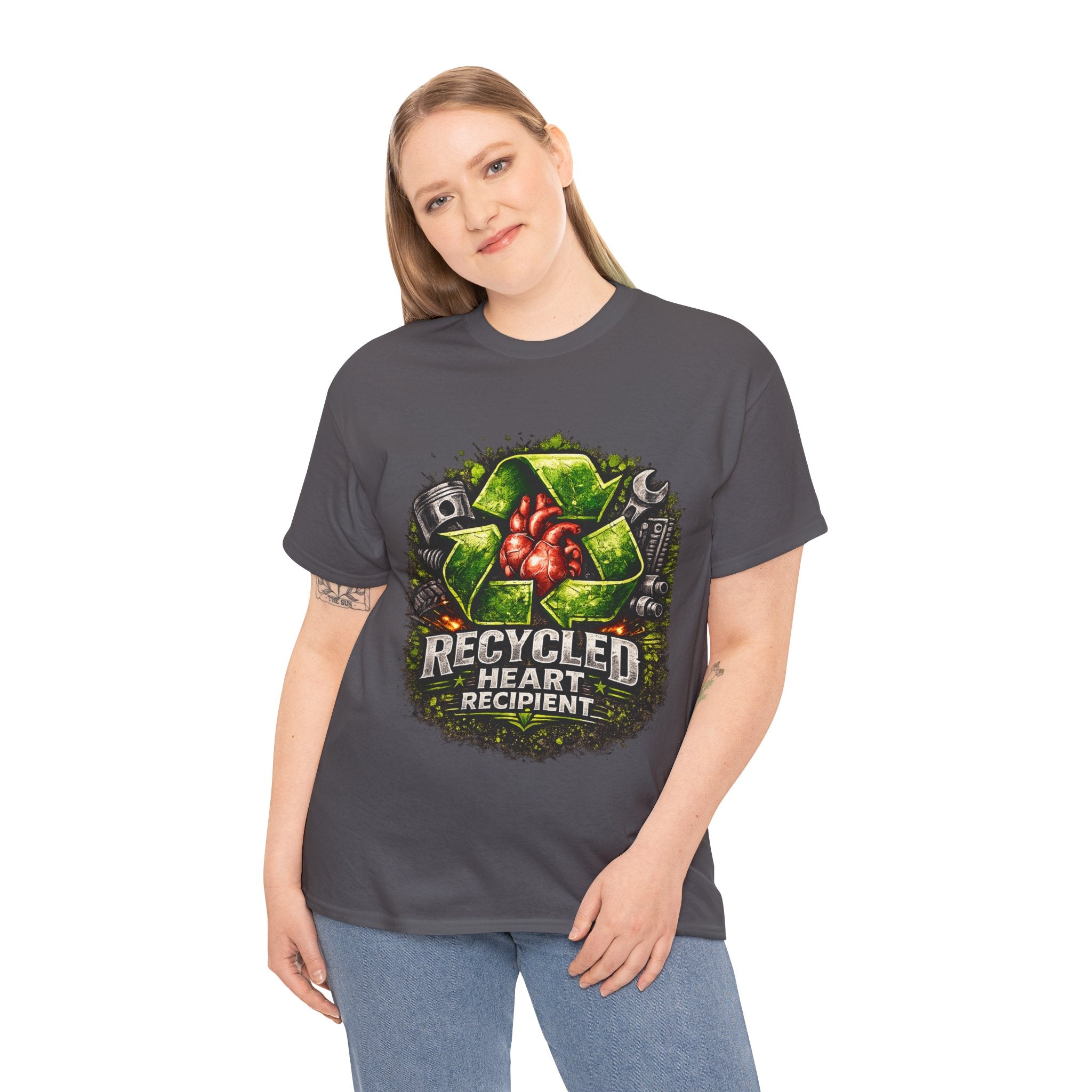 Recycled Heart Recipient T‑Shirt — Eco Gothic Organ Donor Awareness Tee