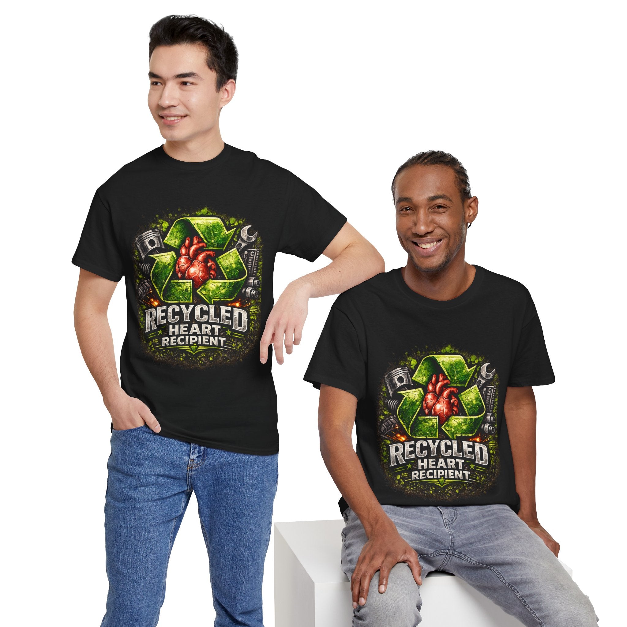 Recycled Heart Recipient T‑Shirt — Eco Gothic Organ Donor Awareness Tee