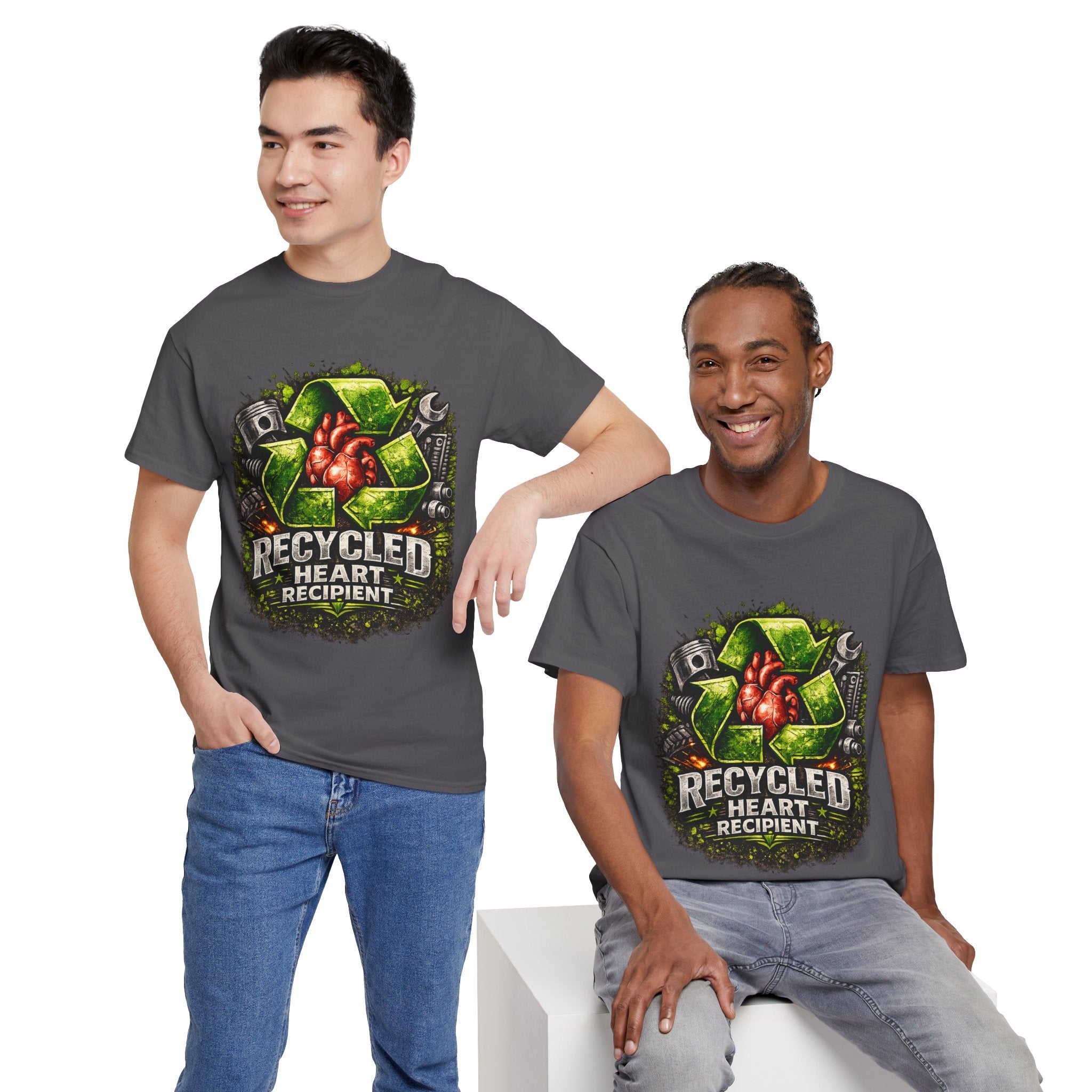 Recycled Heart Recipient T‑Shirt — Eco Gothic Organ Donor Awareness Tee