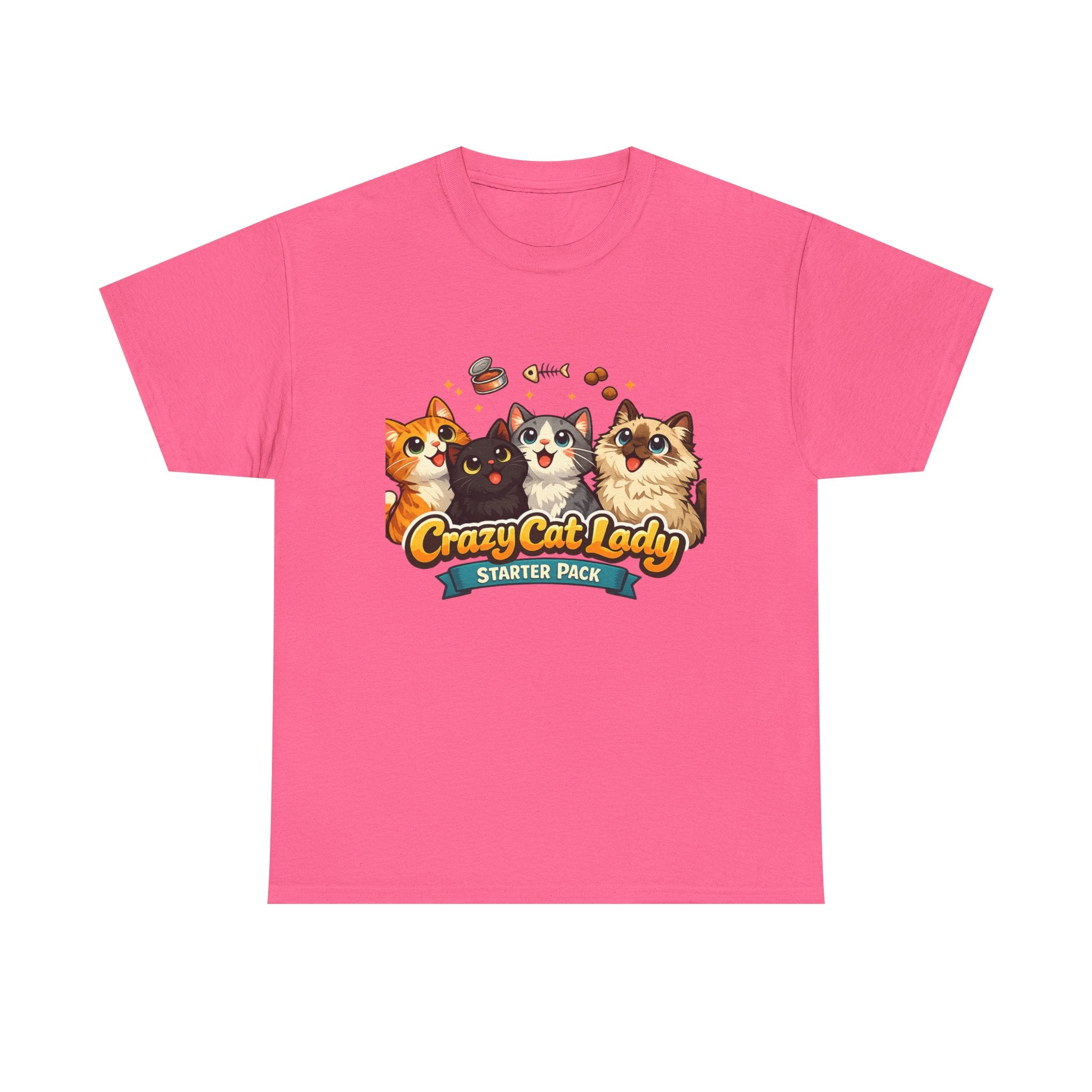 Cat T-Shirt — "Crazy Cat Lady Starter Pack" Cute Four Cats Graphic Tee