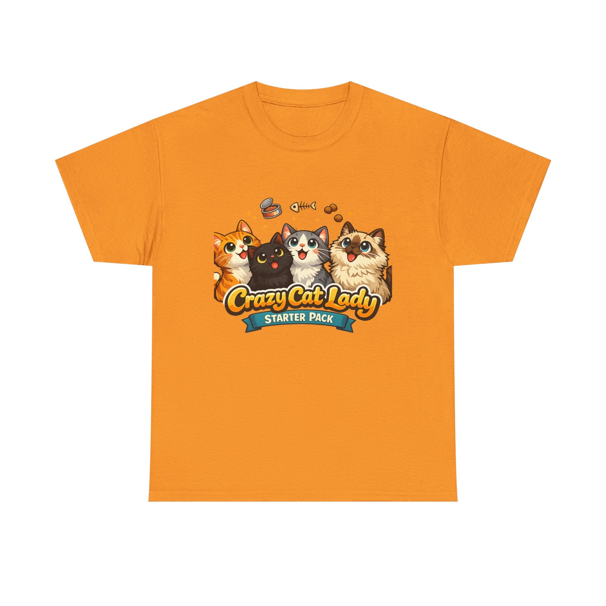 Cat T-Shirt — "Crazy Cat Lady Starter Pack" Cute Four Cats Graphic Tee