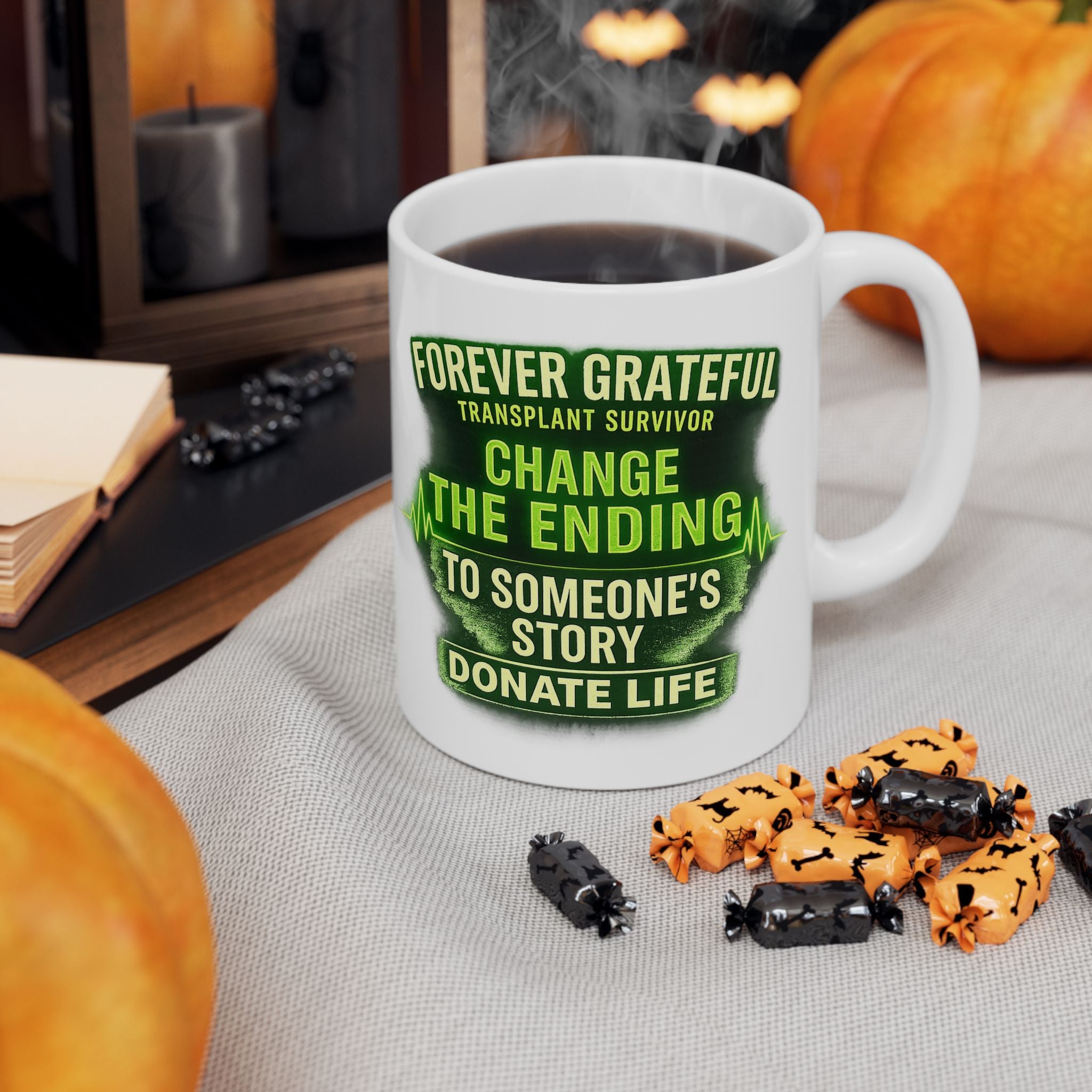 Inspirational Coffee Mug — "Forever Grateful Transplant Survivor" Ceramic Mug (11oz/15oz)