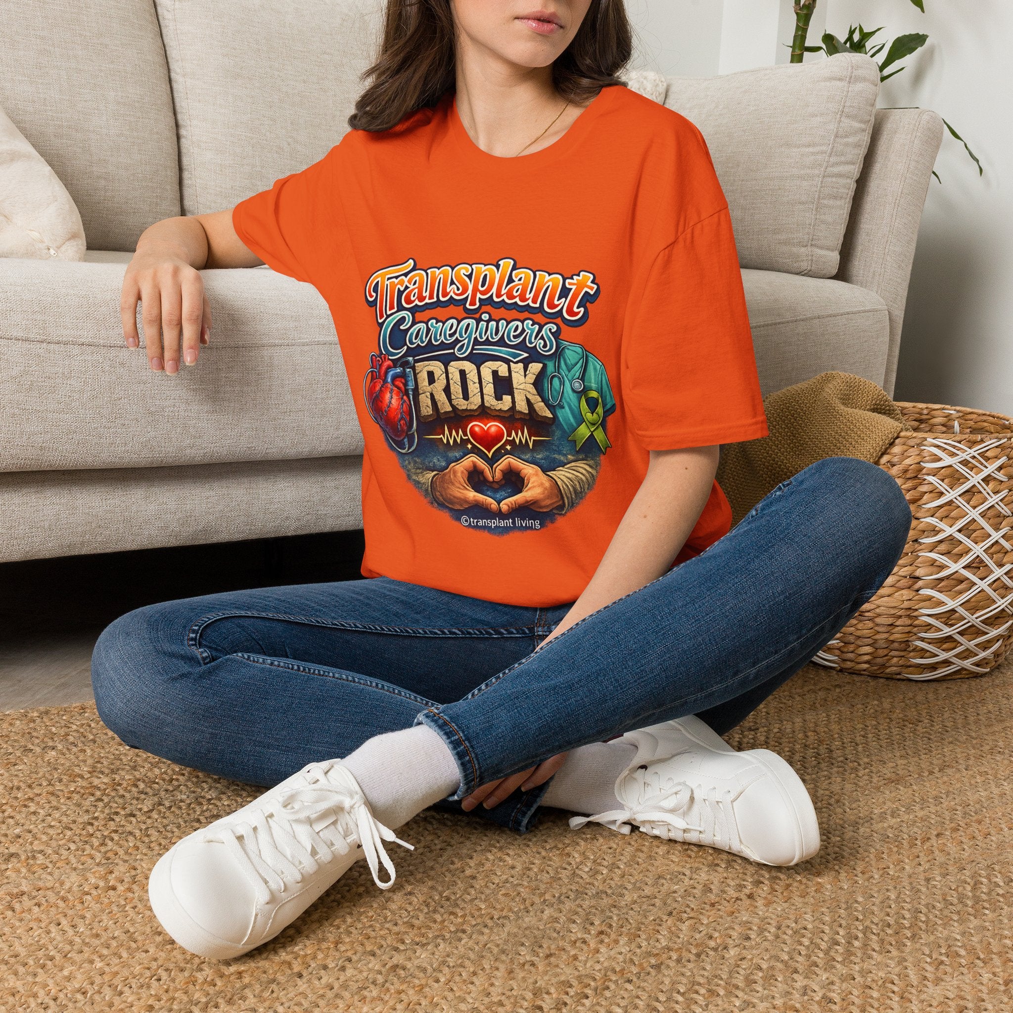 Transplant Caregivers Rock T-Shirt — Heart & Organ Support Tribute