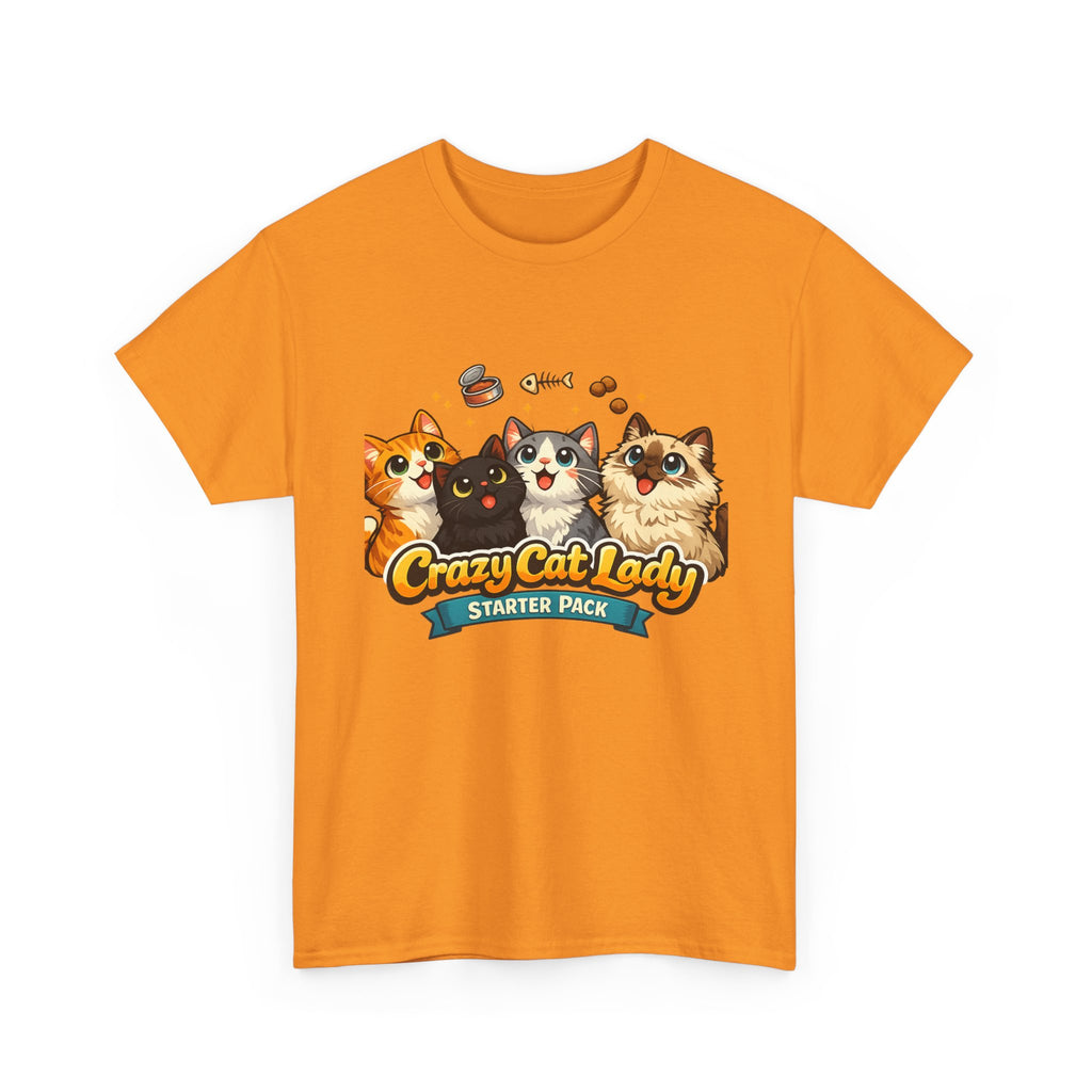Cat T-Shirt — "Crazy Cat Lady Starter Pack" Cute Four Cats Graphic Tee
