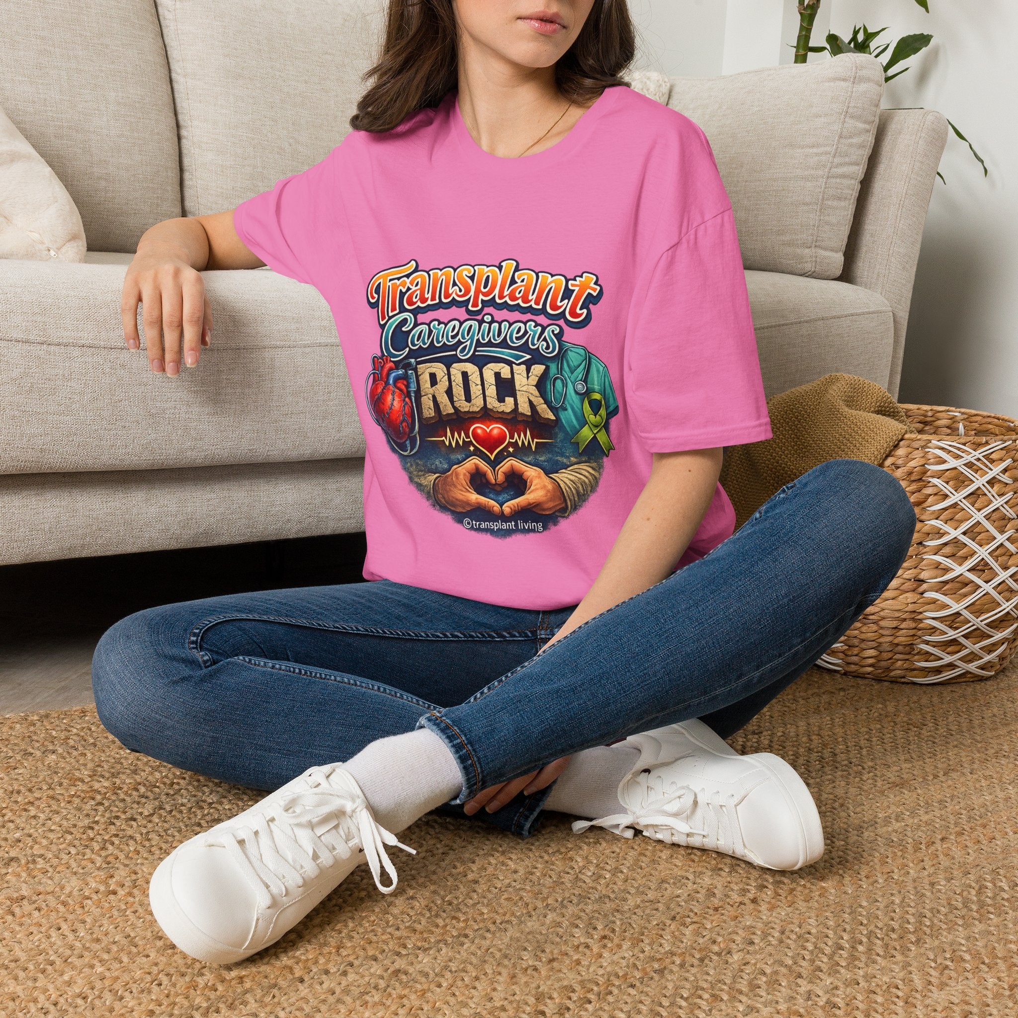 Transplant Caregivers Rock T-Shirt — Heart & Organ Support Tribute