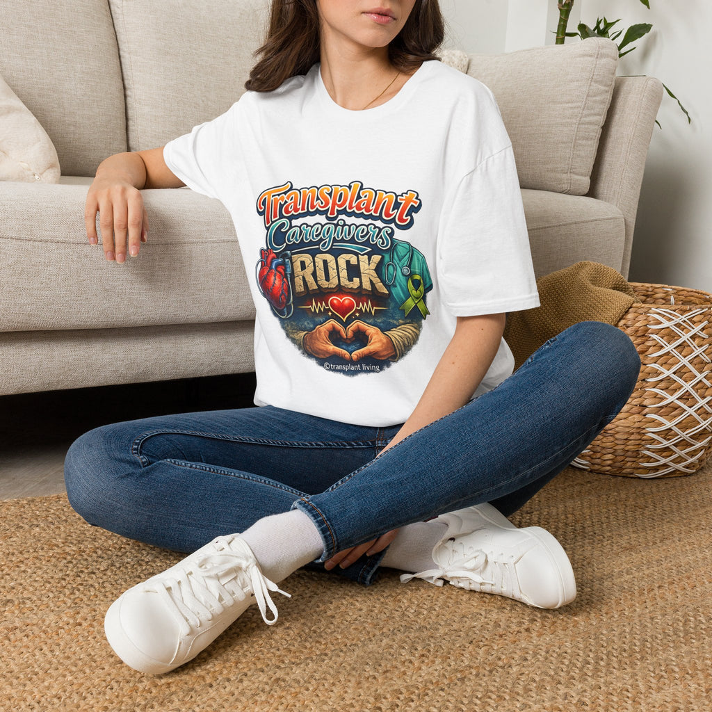 Transplant Caregivers Rock T-Shirt — Heart & Organ Support Tribute