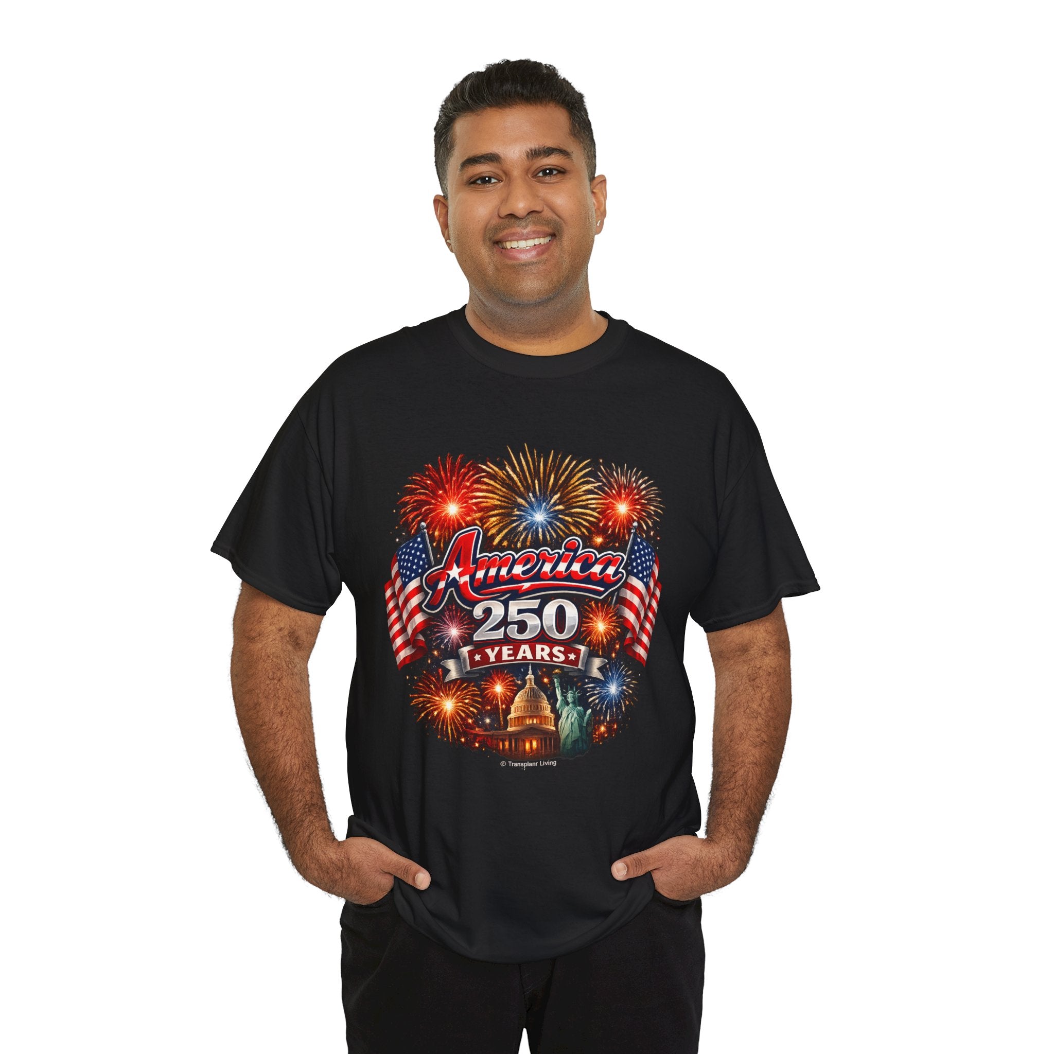 America 250 Years T-Shirt — Patriotic Fireworks Independence Day Tee