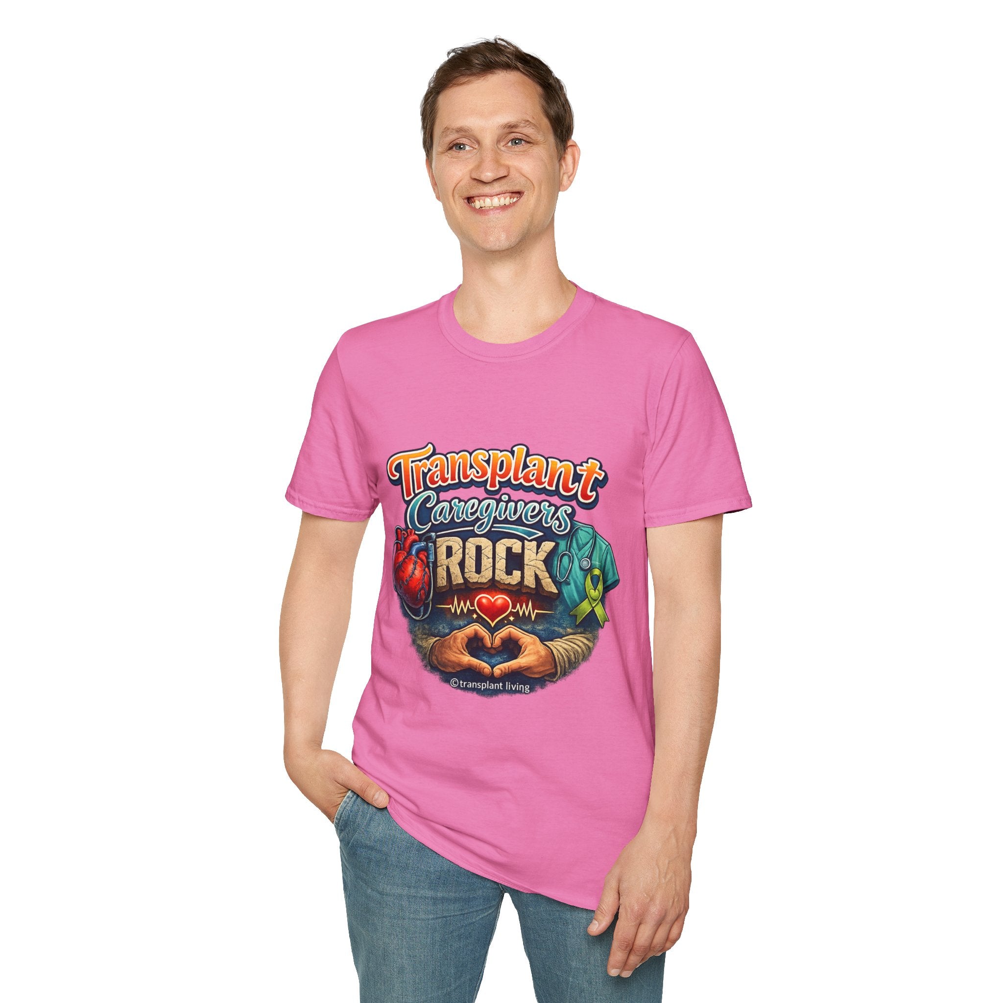 Transplant Caregivers Rock T-Shirt — Heart & Organ Support Tribute