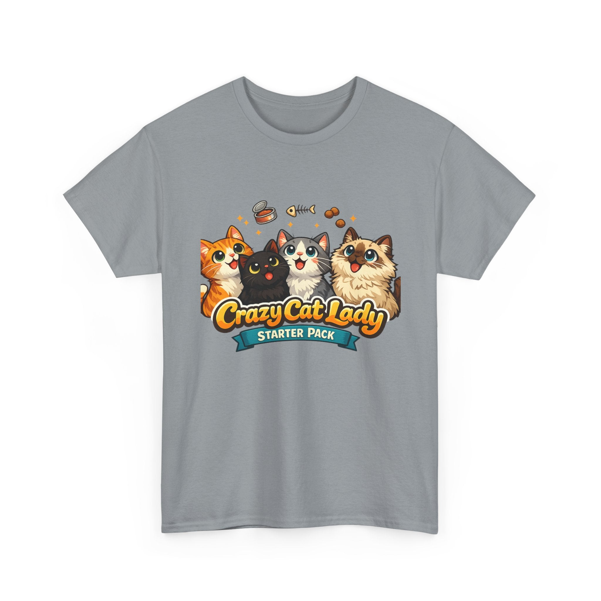 Cat T-Shirt — "Crazy Cat Lady Starter Pack" Cute Four Cats Graphic Tee