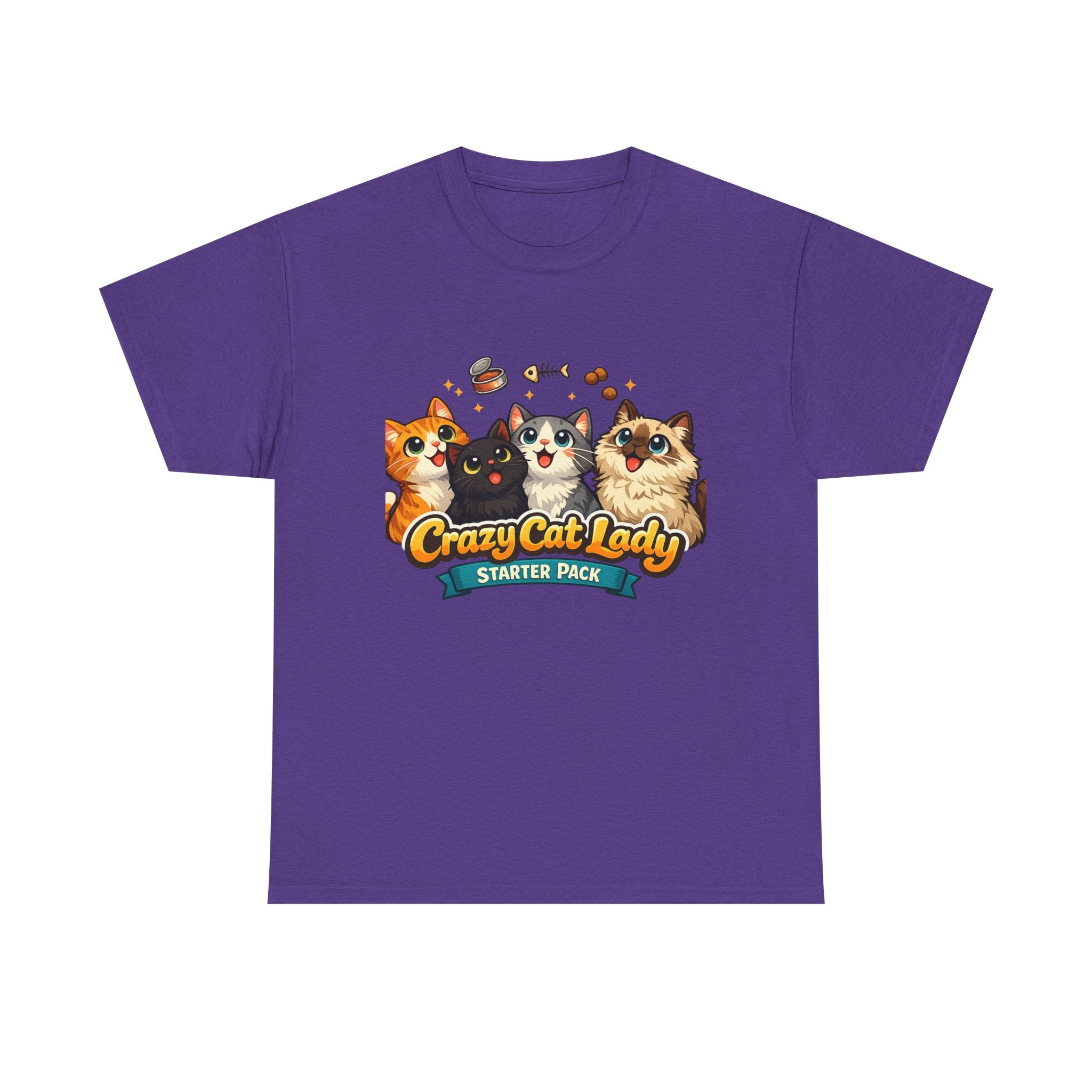 Cat T-Shirt — "Crazy Cat Lady Starter Pack" Cute Four Cats Graphic Tee