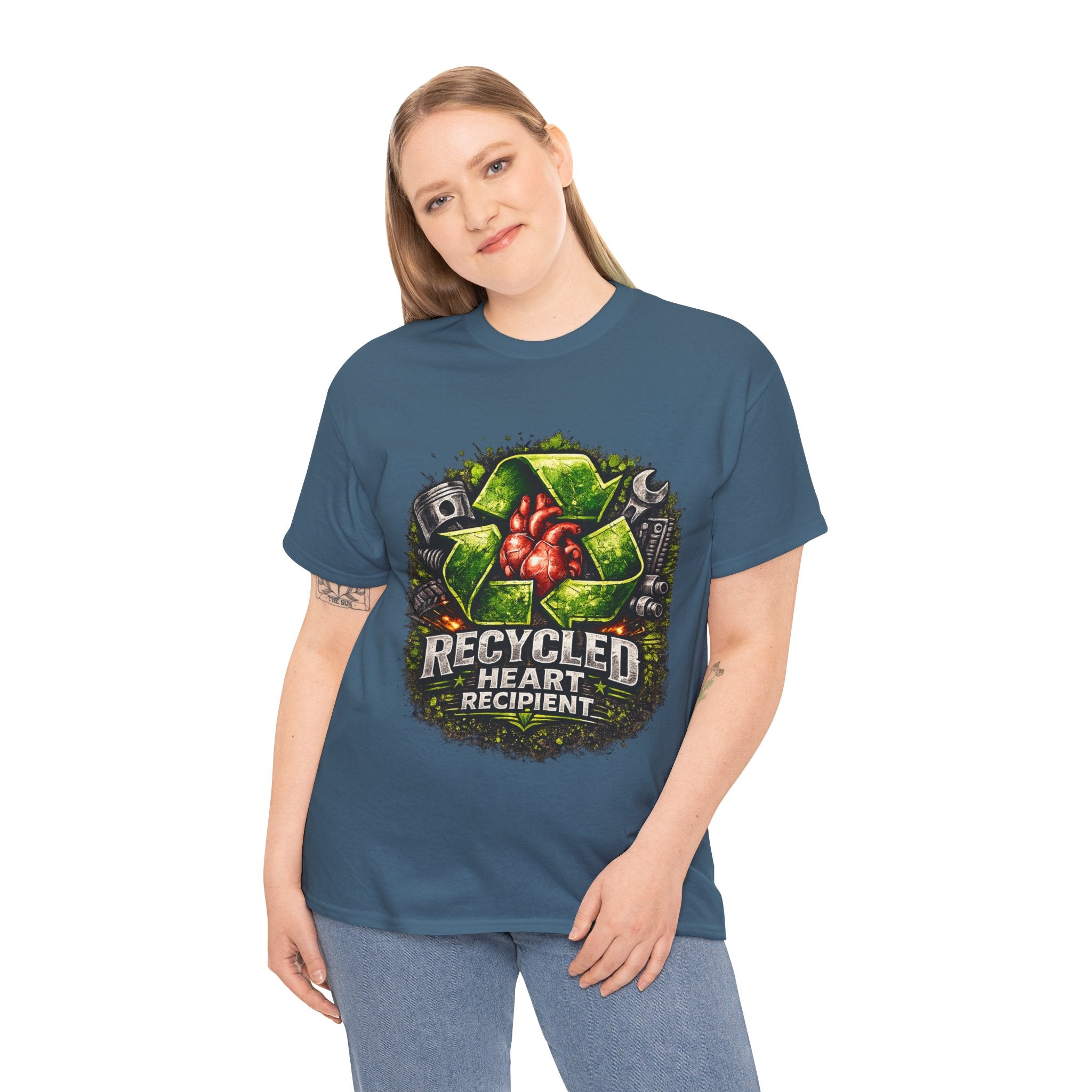 Recycled Heart Recipient T‑Shirt — Eco Gothic Organ Donor Awareness Tee
