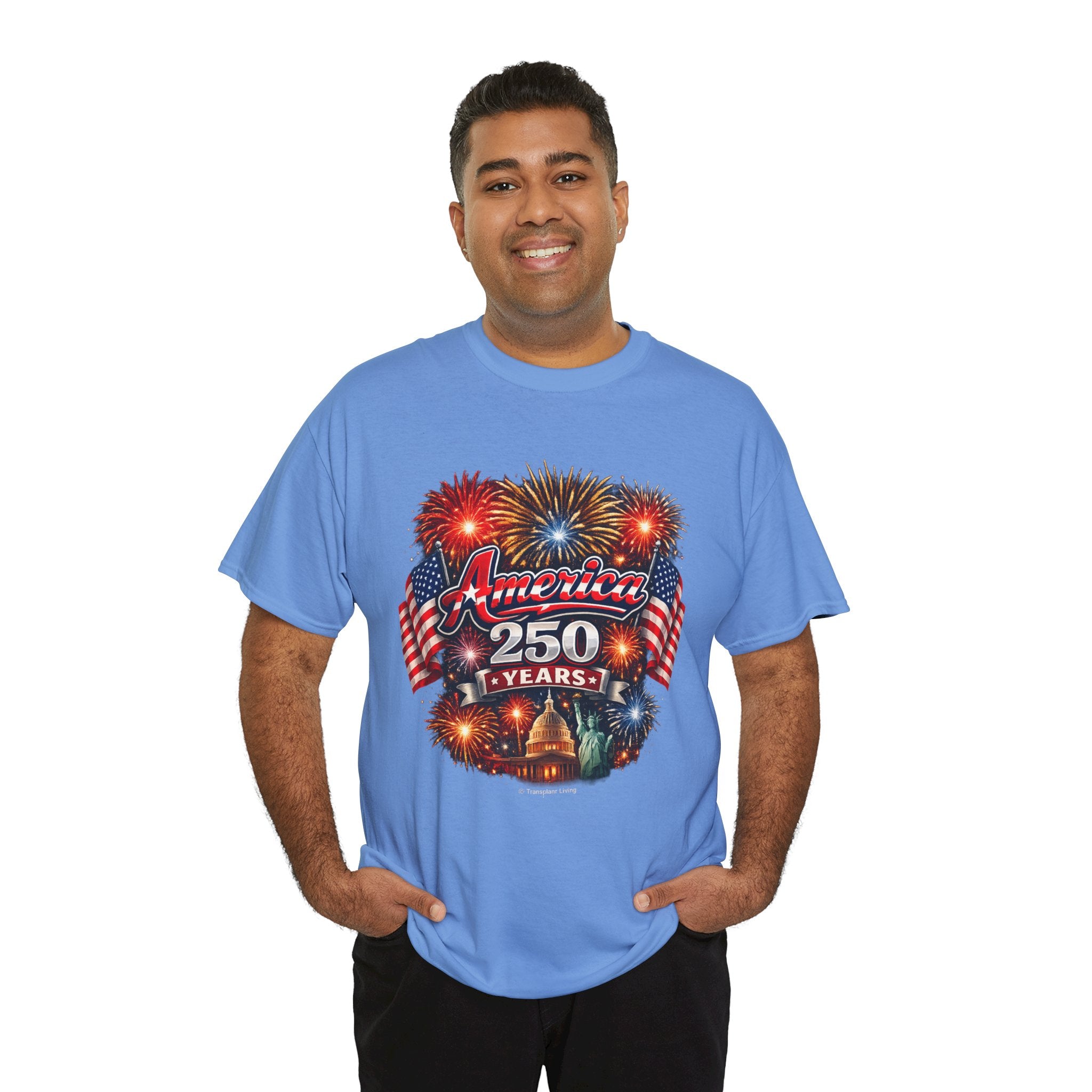 America 250 Years T-Shirt — Patriotic Fireworks Independence Day Tee