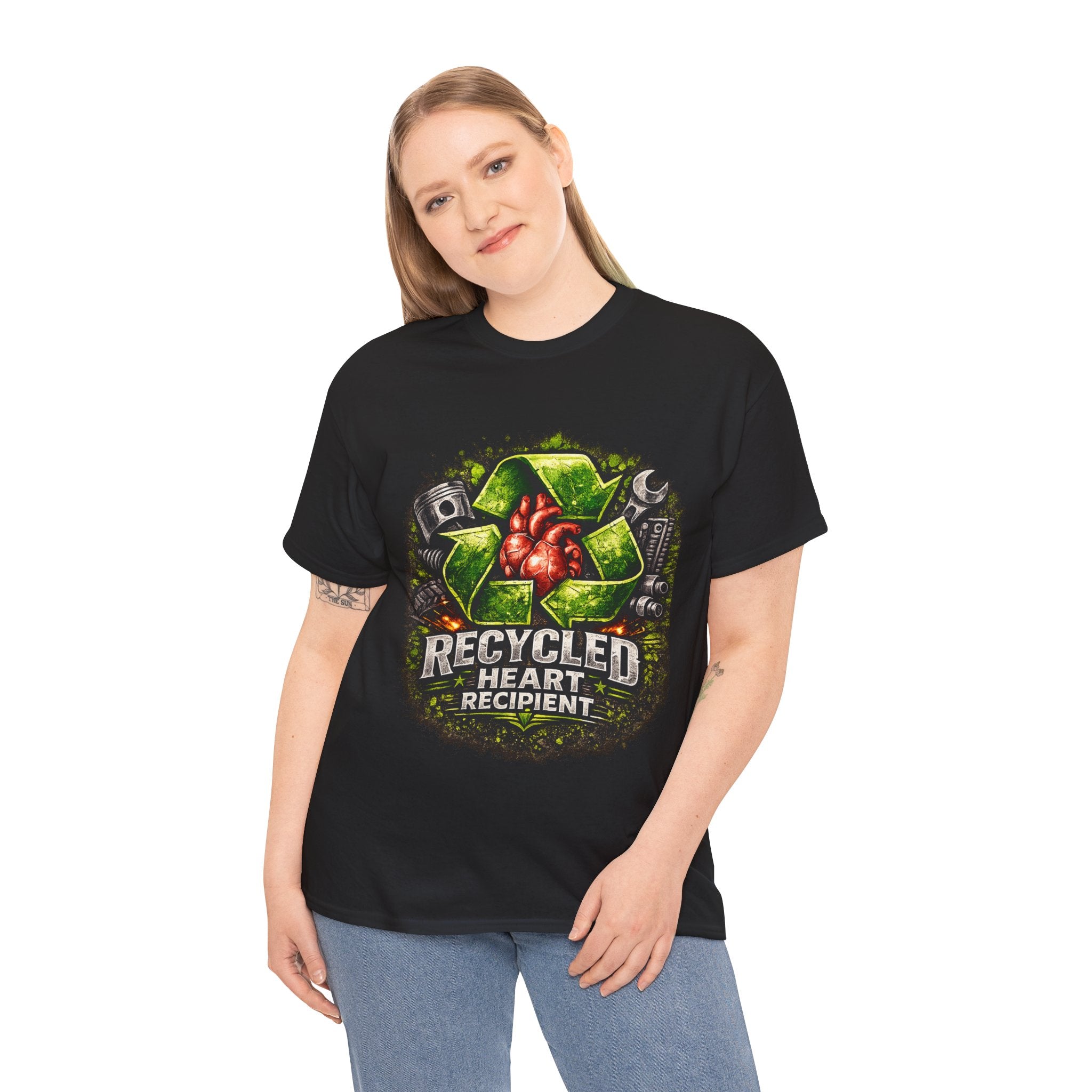 Recycled Heart Recipient T‑Shirt — Eco Gothic Organ Donor Awareness Tee