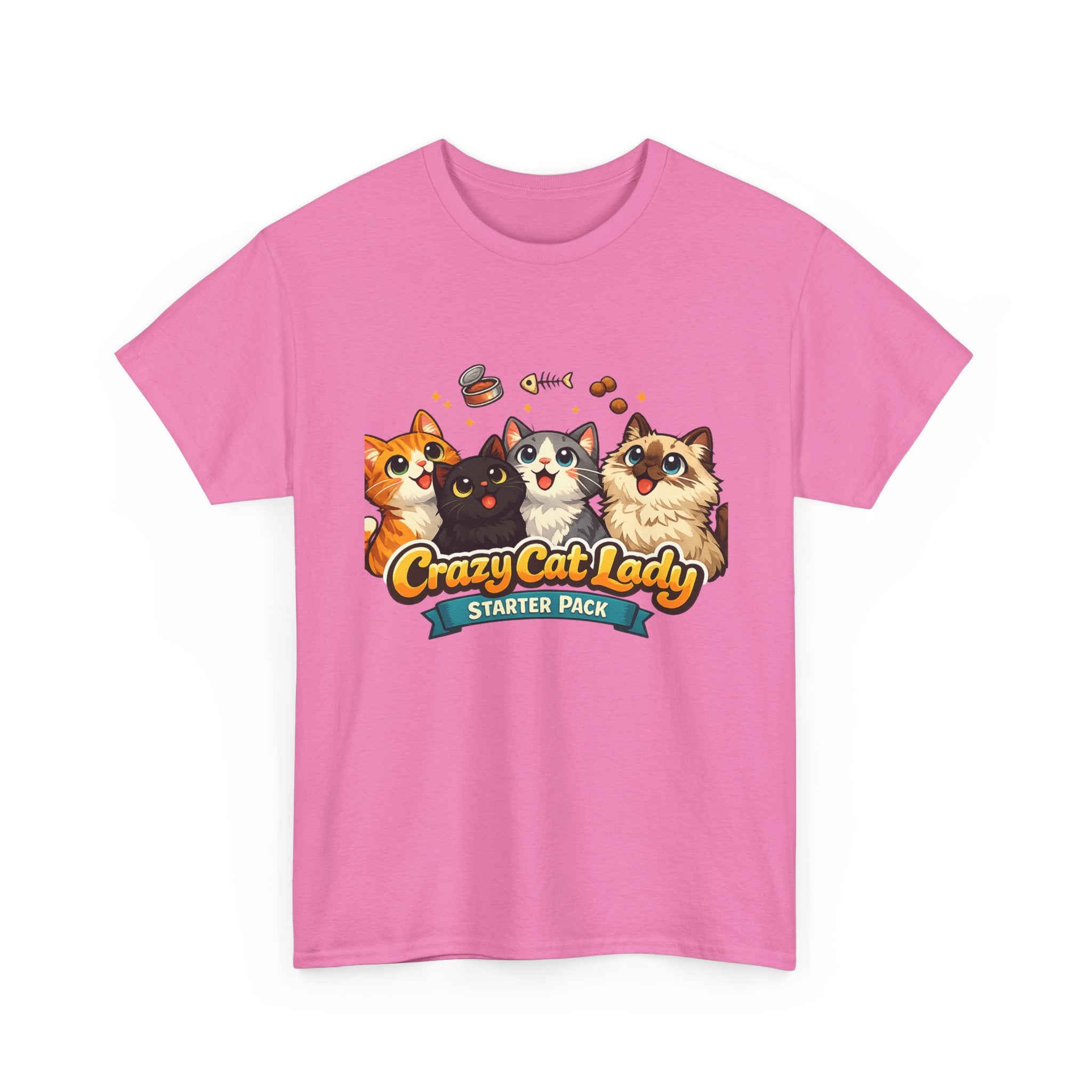 Cat T-Shirt — "Crazy Cat Lady Starter Pack" Cute Four Cats Graphic Tee