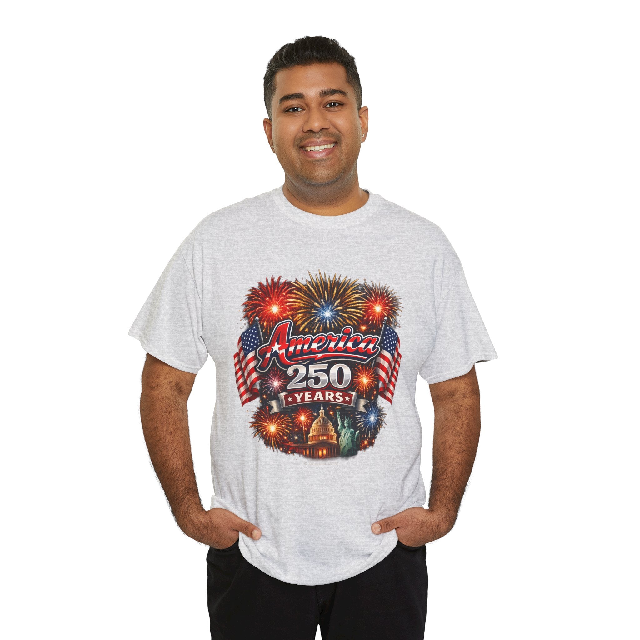 America 250 Years T-Shirt — Patriotic Fireworks Independence Day Tee