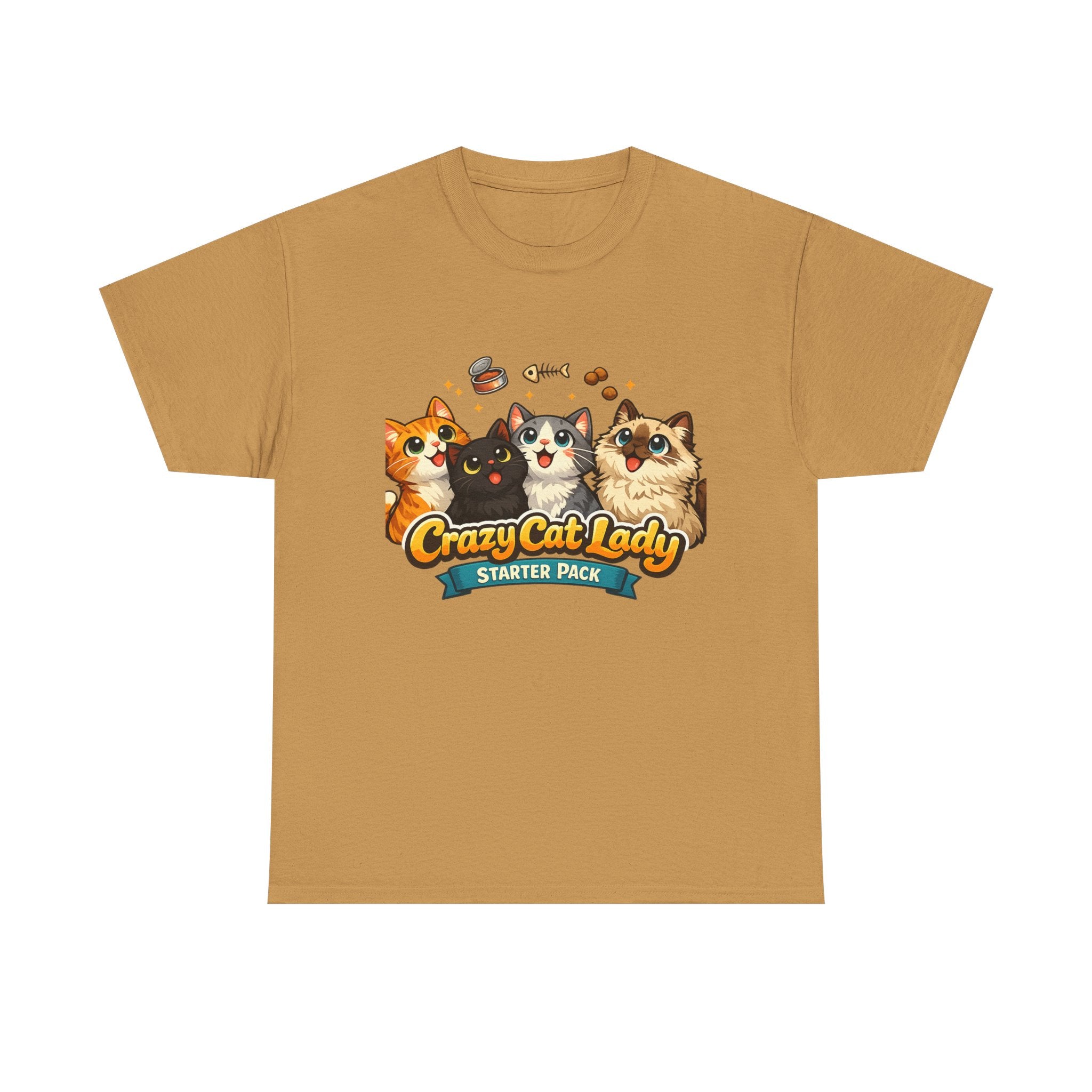 Cat T-Shirt — "Crazy Cat Lady Starter Pack" Cute Four Cats Graphic Tee