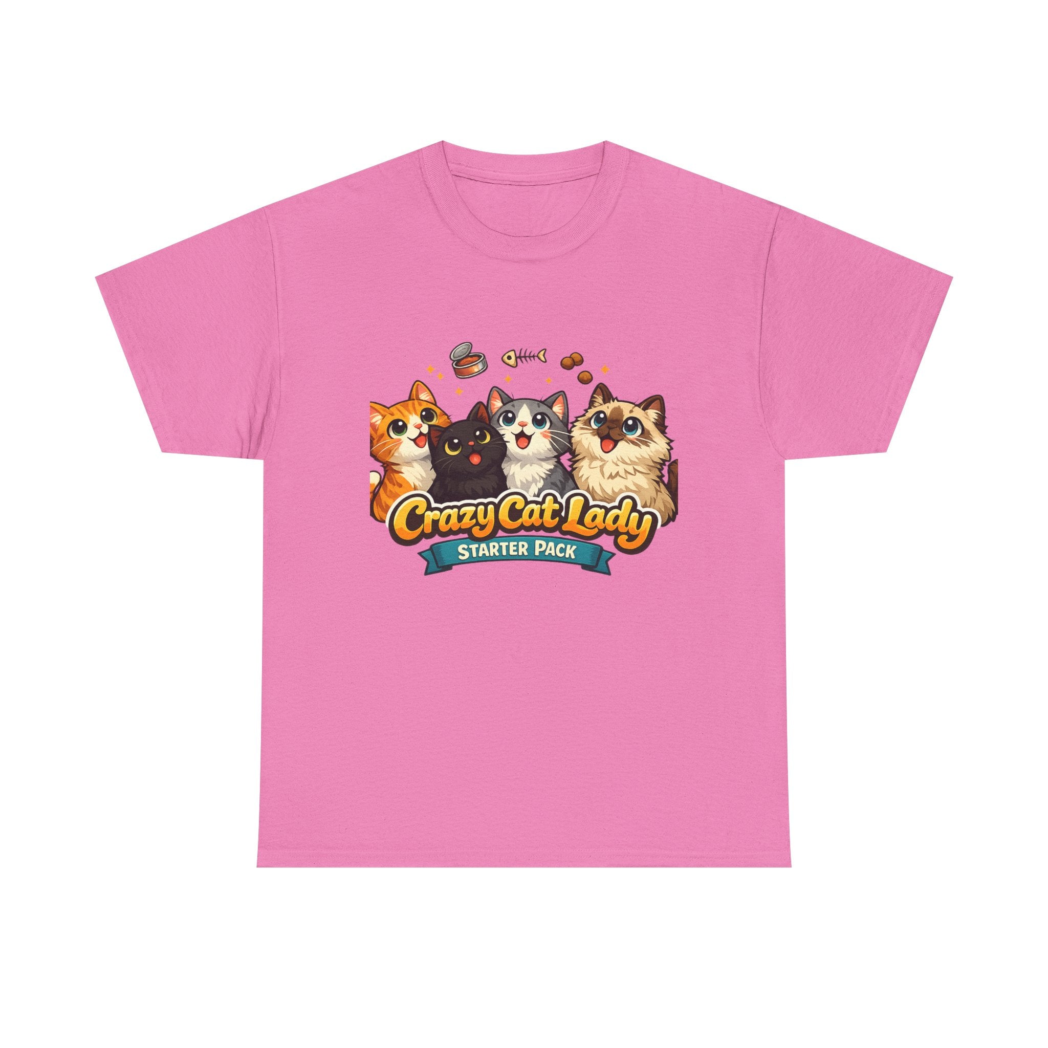 Cat T-Shirt — "Crazy Cat Lady Starter Pack" Cute Four Cats Graphic Tee