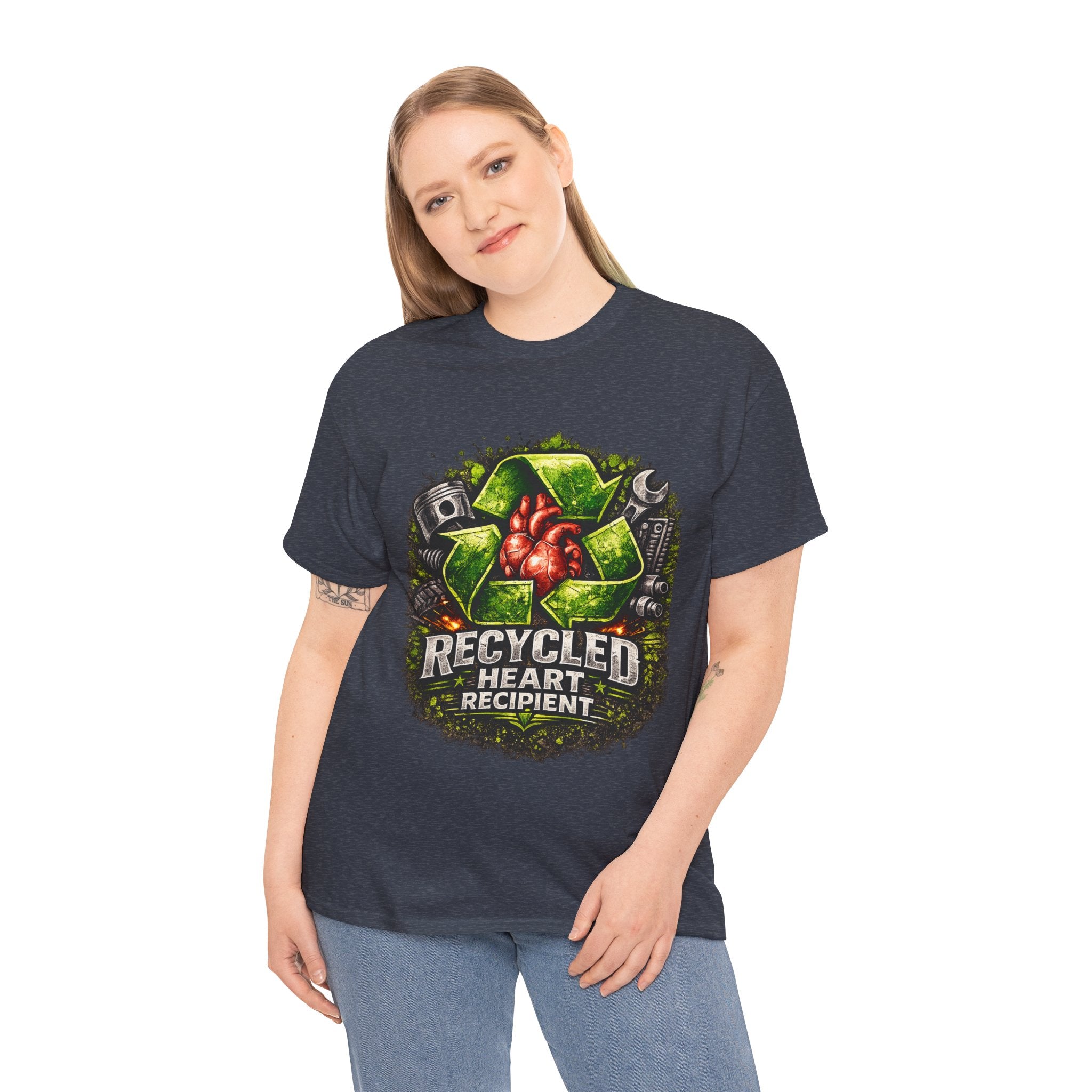 Recycled Heart Recipient T‑Shirt — Eco Gothic Organ Donor Awareness Tee