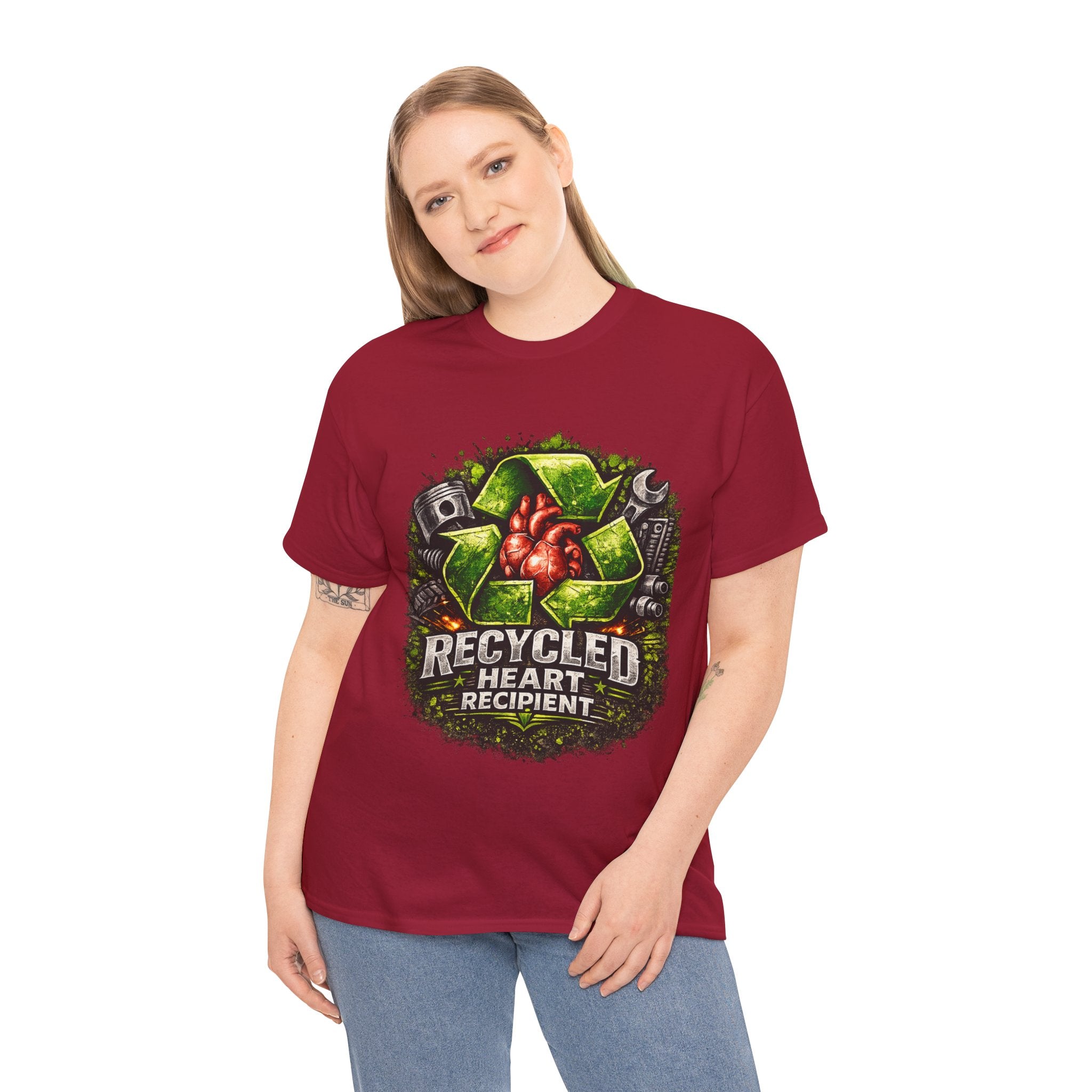 Recycled Heart Recipient T‑Shirt — Eco Gothic Organ Donor Awareness Tee
