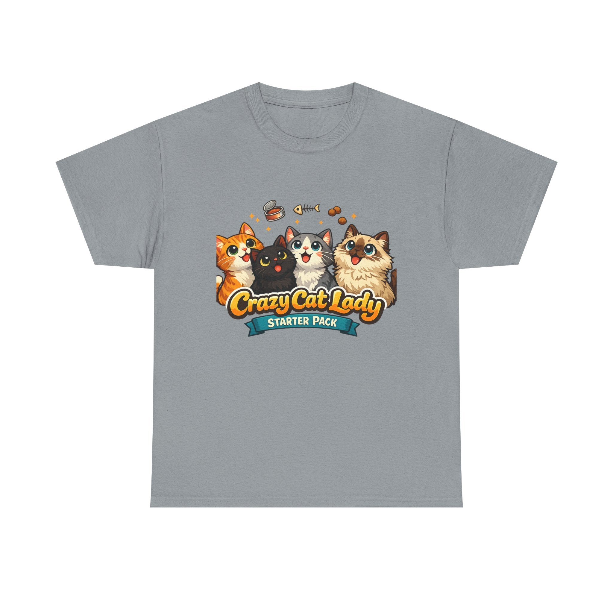 Cat T-Shirt — "Crazy Cat Lady Starter Pack" Cute Four Cats Graphic Tee