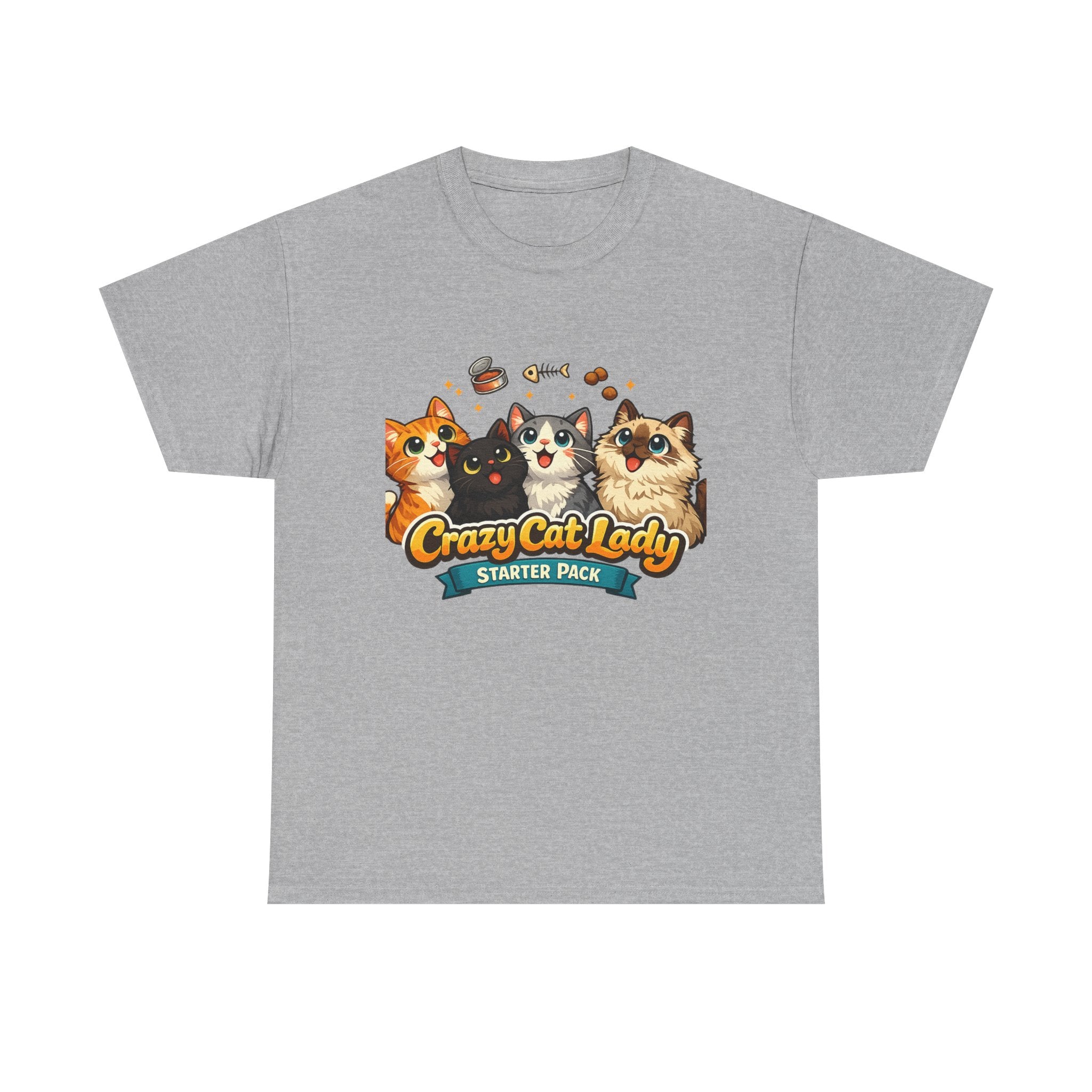 Cat T-Shirt — "Crazy Cat Lady Starter Pack" Cute Four Cats Graphic Tee