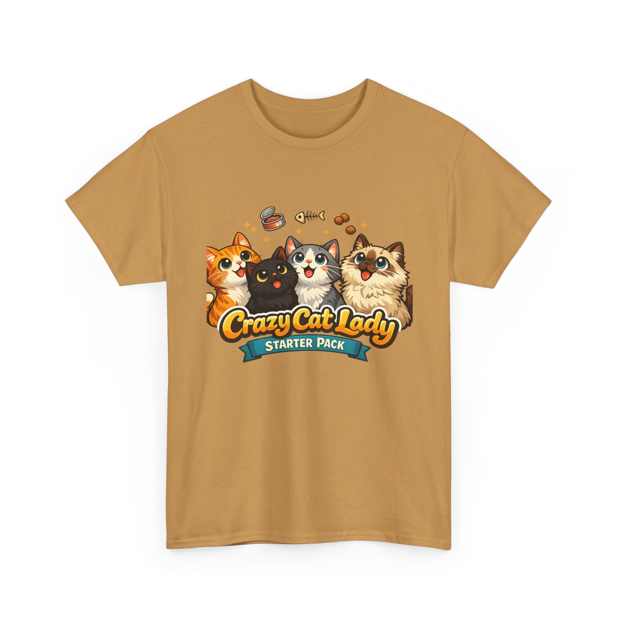 Cat T-Shirt — "Crazy Cat Lady Starter Pack" Cute Four Cats Graphic Tee