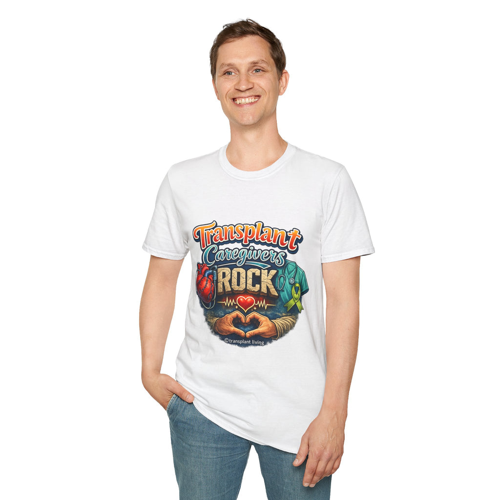 Transplant Caregivers Rock T-Shirt — Heart & Organ Support Tribute